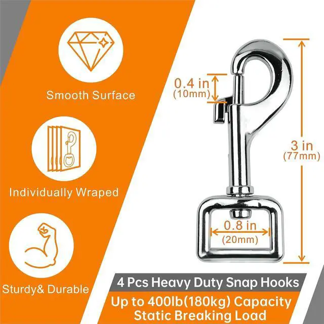 Alt view image 2 of 6 - Garwor Heavy Duty Chrome Swivel Snap Hooks with Spring 3/4" 4 Pcs,Trigger Clip Snaps Dog Leashes Key Chain for Linking Pet Leash & Collar, Purse Straps,DIY Crafts