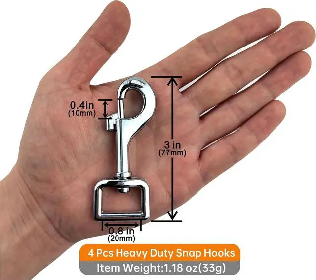 Alt view image 4 of 6 - Garwor Heavy Duty Chrome Swivel Snap Hooks with Spring 3/4" 4 Pcs,Trigger Clip Snaps Dog Leashes Key Chain for Linking Pet Leash & Collar, Purse Straps,DIY Crafts