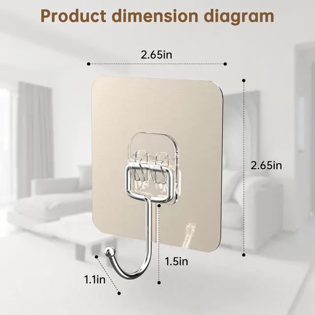 Alt view image 6 of 7 - 5-Pack Adhesive Lid Holder Hooks Compatible with Caraway Pan, Wall Hangers Without Nails, Self Adhesive Hooks Heavy Duty, Self-Adhesive Traceless Clear, Multiple Uses for Bathroom, Kitchen and Office
