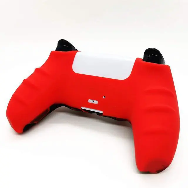 Alt view image 4 of 6 - Skin for PS5 Controller Grips, Silicone Case Cover for PlayStation 5 Anti-Slip Protector with 4pcs Thumb Joysticks Caps (4caps red Camouflage)