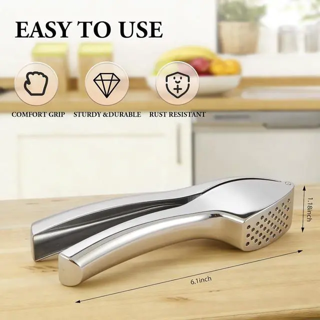 Alt view image 2 of 7 - Garlic Press Crusher Mincer, Heavy Duty Kitchen Tool, Dishwasher Safe
