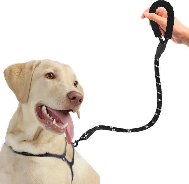 Alt view image 2 of 7 - SunGrow 61-inch Nylon Dog Rope Leash, Large Dog Training Tool with Padded Handle & Heavy-Duty Metal Clasp, Reflective, Lightweight & Travel-Friendly for Medium, and Large Dogs, Black