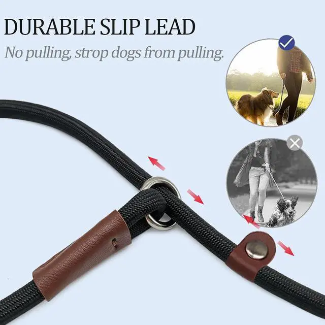 Alt view image 3 of 7 - MayPaw Slip Lead Control Leash for Dogs No Pull, 13+ Colors Classic Dog Lead 7 FT Pet Slip Leash, 1/4 Rope Leashes for Small Medium Animals (7ft*1/4", Black)