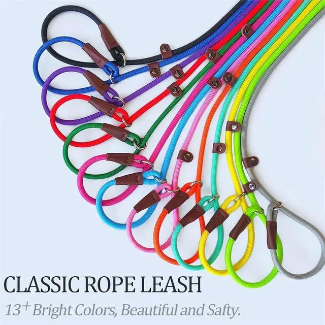 Alt view image 4 of 7 - MayPaw Slip Lead Control Leash for Dogs No Pull, 13+ Colors Classic Dog Lead 7 FT Pet Slip Leash, 1/4 Rope Leashes for Small Medium Animals (7ft*1/4", Black)