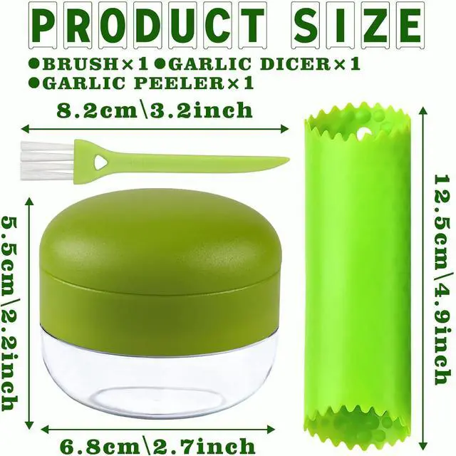 Alt view image 2 of 7 - Garlic Press Stainless Steel, Garlic Mincer Tool with Storage Container, Garlic Chopper with Peeler Skin and Cleaning Brush