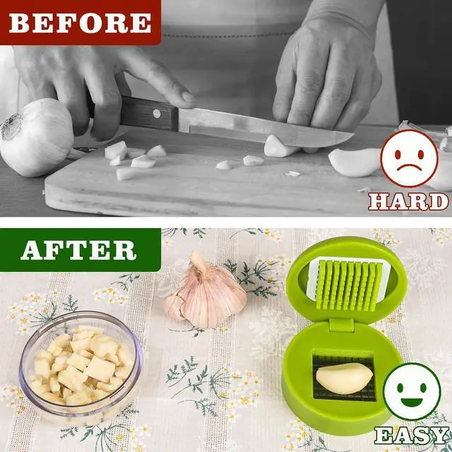 Alt view image 5 of 7 - Garlic Press Stainless Steel, Garlic Mincer Tool with Storage Container, Garlic Chopper with Peeler Skin and Cleaning Brush