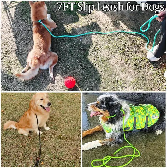 Alt view image 7 of 7 - MayPaw Slip Lead Control Leash for Dogs No Pull, 13+ Colors Classic Dog Lead 7 FT Pet Slip Leash, 1/4 Rope Leashes for Small Medium Animals (7ft*1/4", Black)