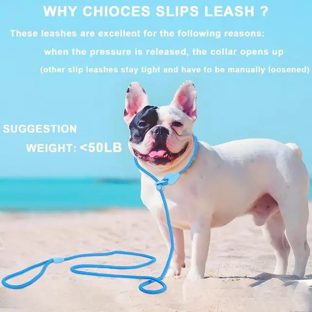 Alt view image 2 of 6 - Slip Leads for Dogs Comfortable 6 FT Heavy Duty Loop No Pull Pet Training Leash 6 Colors Classic Dog Leash for Small Medium Dogs, Blue