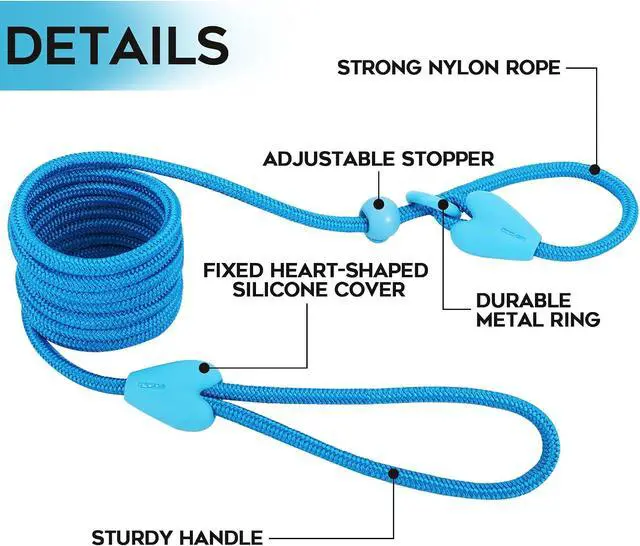 Alt view image 3 of 6 - Slip Leads for Dogs Comfortable 6 FT Heavy Duty Loop No Pull Pet Training Leash 6 Colors Classic Dog Leash for Small Medium Dogs, Blue