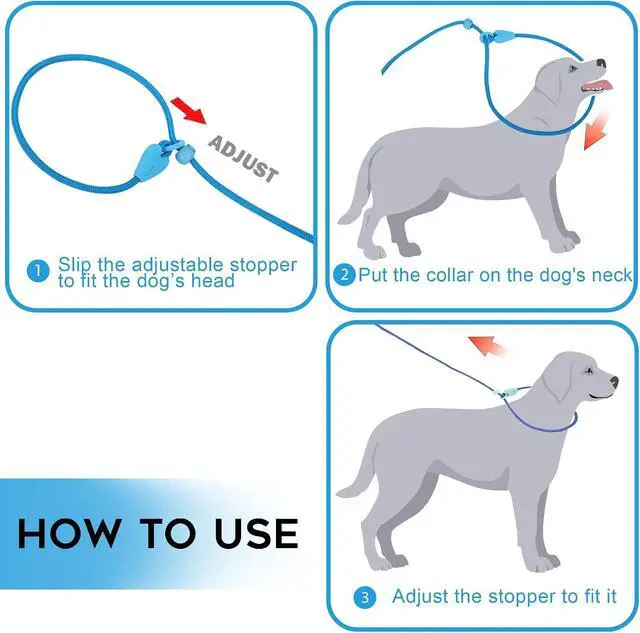 Alt view image 5 of 6 - Slip Leads for Dogs Comfortable 6 FT Heavy Duty Loop No Pull Pet Training Leash 6 Colors Classic Dog Leash for Small Medium Dogs, Blue