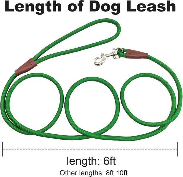 Alt view image 4 of 7 - Small Dog Leash 1/4" by 6/8/10FT Lightweight Strong Rope Leash | 6FT Puppy Lead Thin Round Rope Bright Classic for Small Pets /Puppy (Dark Green)