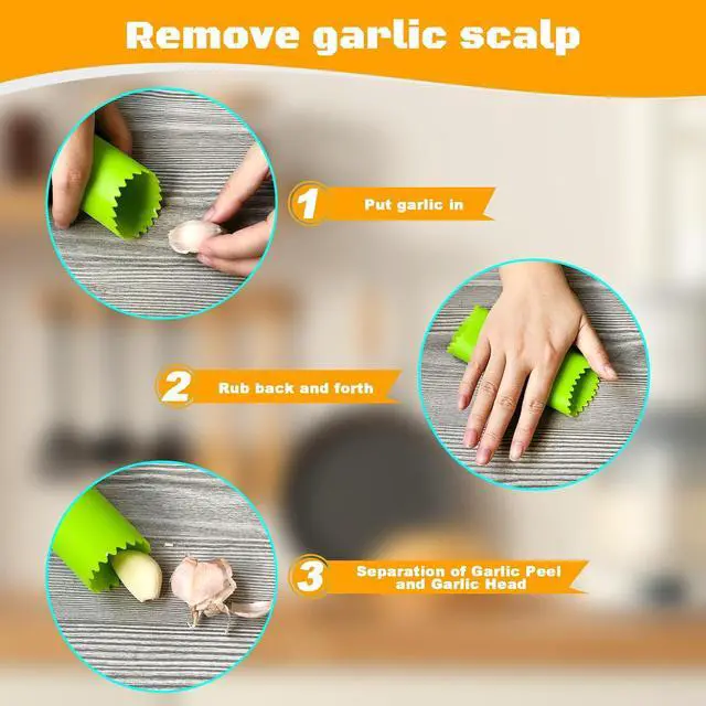 Alt view image 5 of 7 - Garlic Press Rocker Heavy Duty Stainless Steel Garlic Mincer Garlic Crusher Garlic Chopper with Peeler And Scraper for Smash Garlic Built-in Bottle Opener