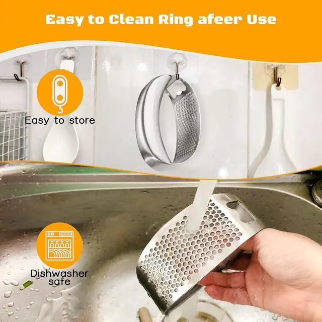 Alt view image 6 of 7 - Garlic Press Rocker Heavy Duty Stainless Steel Garlic Mincer Garlic Crusher Garlic Chopper with Peeler And Scraper for Smash Garlic Built-in Bottle Opener