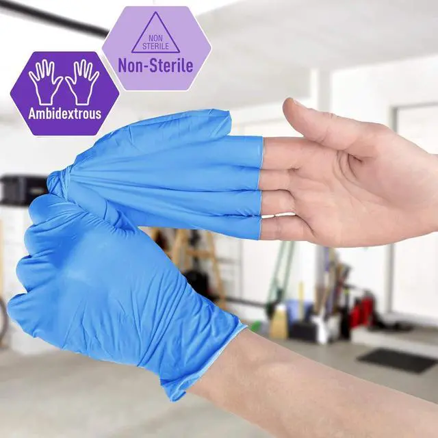 Alt view image 2 of 5 - MED PRIDE Nitrile/Vinyl Blend Exam Gloves,Powder-Free,Blue,Large,100-Count