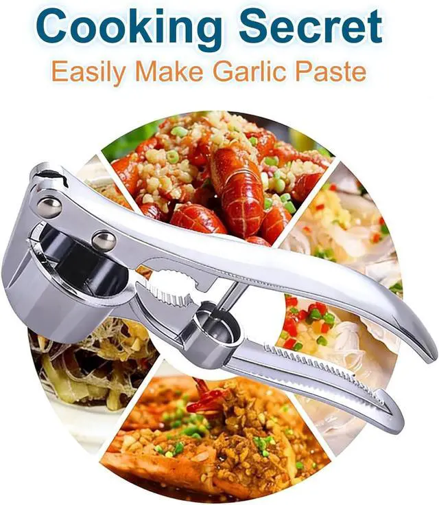 Alt view image 4 of 6 - 3-in-1 Multifunctional Garlic Press Heavy Duty Garlic Mincer, Ginger Crusher & Nut Cracker/Cherry Pitter, Ergonomic Easy Squeeze, Rust Proof & Dishwasher Safe