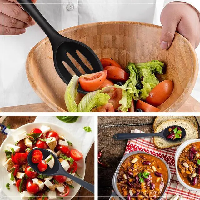 Alt view image 5 of 6 - Silicone Nonstick Utensils, Set of 3, Black, Silicone Cooking Utensils Set, Turner/Spatula and Spoons - Heat Resistant, Nonstick Cookware, Dishwasher Safe