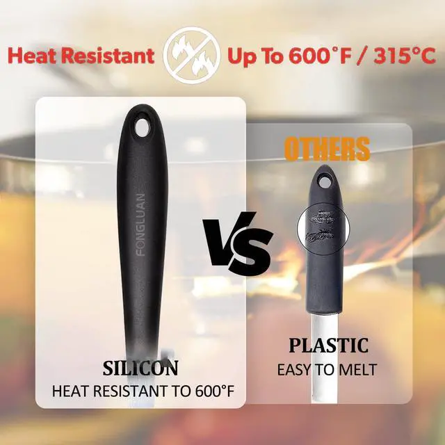 Alt view image 4 of 6 - Silicone Nonstick Utensils, Set of 3, Black, Silicone Cooking Utensils Set, Turner/Spatula and Spoons - Heat Resistant, Nonstick Cookware, Dishwasher Safe