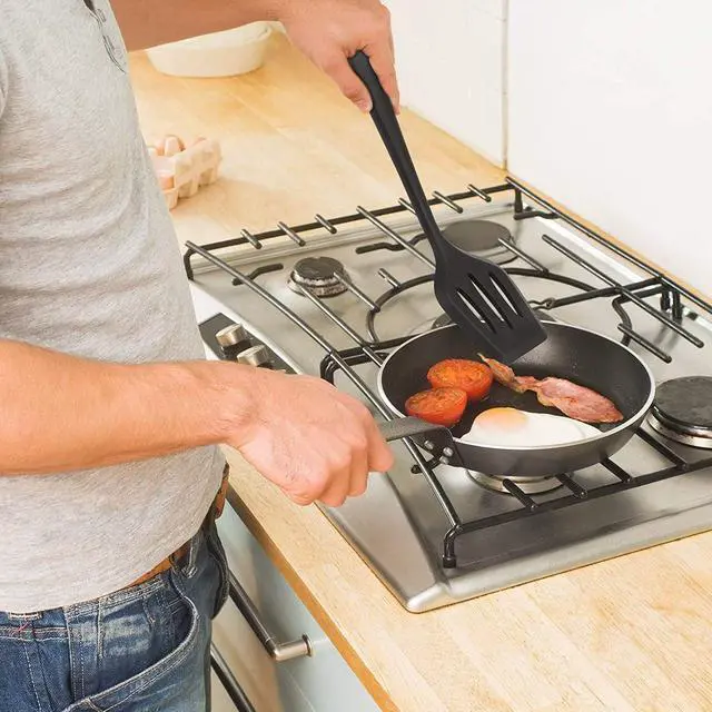 Alt view image 6 of 6 - Silicone Nonstick Utensils, Set of 3, Black, Silicone Cooking Utensils Set, Turner/Spatula and Spoons - Heat Resistant, Nonstick Cookware, Dishwasher Safe