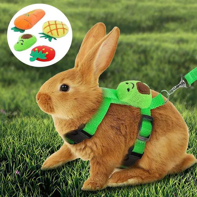 Alt view image 3 of 7 - 4 Sets Adjustable Bunny Rabbit Harness and Leash Set Small Pet Cute Vest Harness Leash Ferret Harness Guinea Pig Harness Ferret Leash with Decorations for Bunny Kitten Puppy, Small Pets