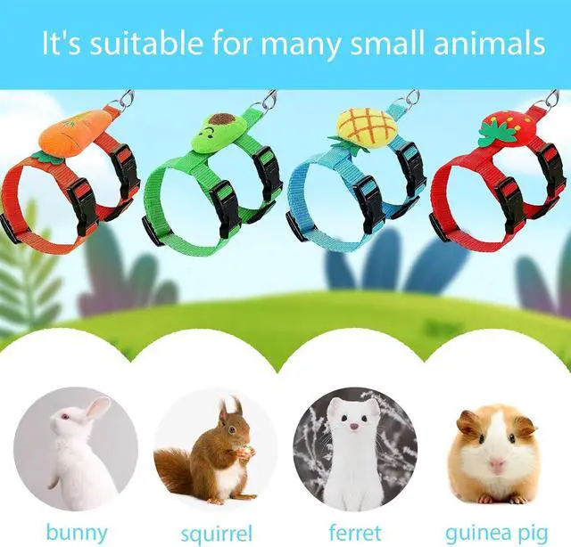 Alt view image 5 of 7 - 4 Sets Adjustable Bunny Rabbit Harness and Leash Set Small Pet Cute Vest Harness Leash Ferret Harness Guinea Pig Harness Ferret Leash with Decorations for Bunny Kitten Puppy, Small Pets