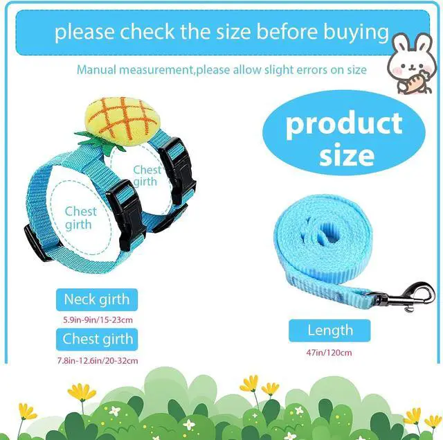 Alt view image 6 of 7 - 4 Sets Adjustable Bunny Rabbit Harness and Leash Set Small Pet Cute Vest Harness Leash Ferret Harness Guinea Pig Harness Ferret Leash with Decorations for Bunny Kitten Puppy, Small Pets