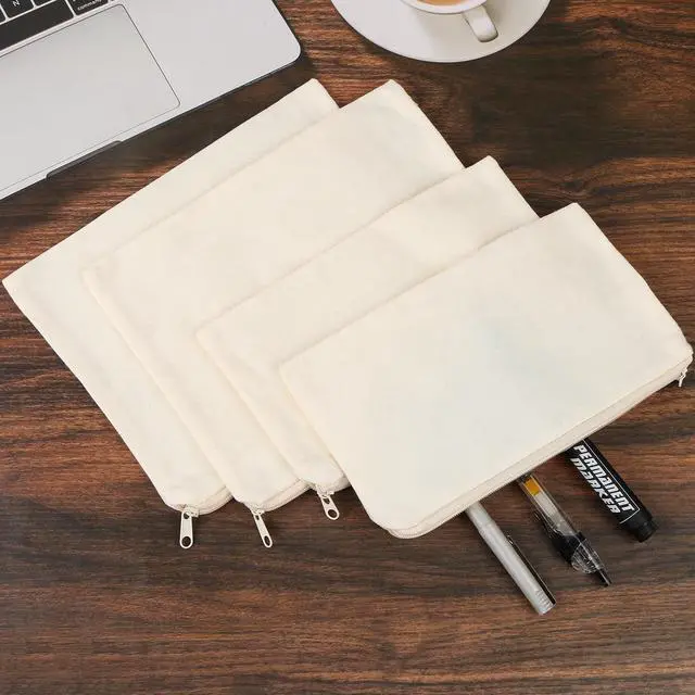 Alt view image 7 of 7 - 8PCS Canvas Cosmetic Bags Blank DIY Craft Pouch Multipurpose Zipper Makeup Bags for Travel Toiletry Cosmetic Storage
