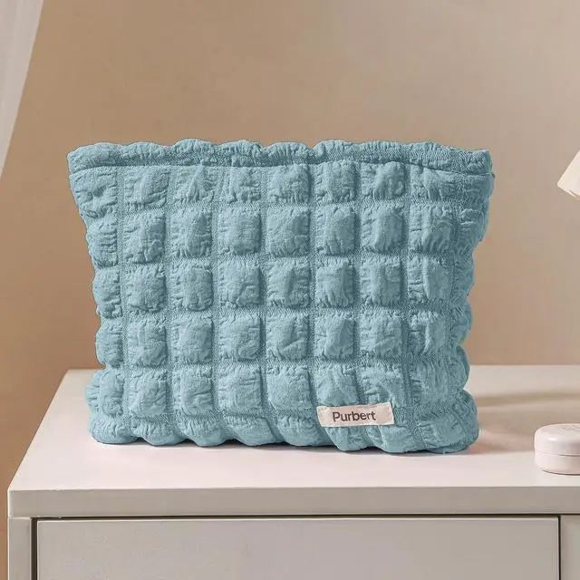 Alt view image 2 of 7 - Bubble Cloud Makeup Bag - Large Capacity Travel Cosmetic Organizer | Puffy quilted design, smooth zipper, cute aesthetic makeup pouch, ideal for daily storage, travel, for women, girls