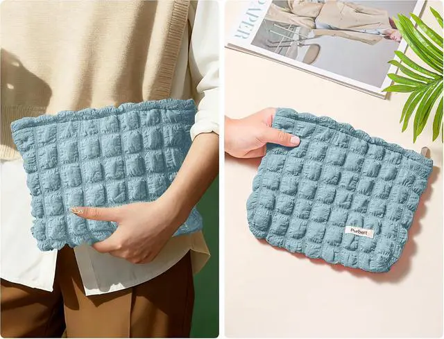 Alt view image 7 of 7 - Bubble Cloud Makeup Bag - Large Capacity Travel Cosmetic Organizer | Puffy quilted design, smooth zipper, cute aesthetic makeup pouch, ideal for daily storage, travel, for women, girls