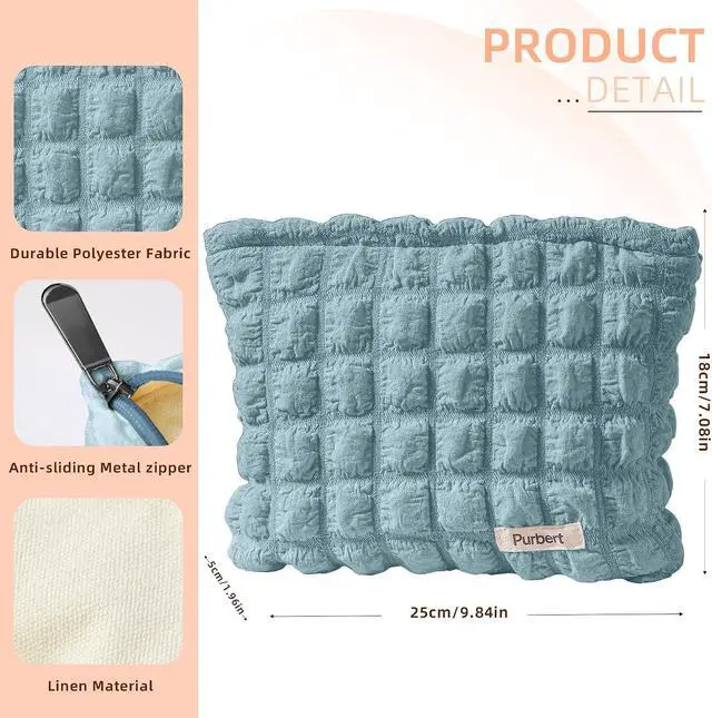 Alt view image 3 of 7 - Bubble Cloud Makeup Bag - Large Capacity Travel Cosmetic Organizer | Puffy quilted design, smooth zipper, cute aesthetic makeup pouch, ideal for daily storage, travel, for women, girls