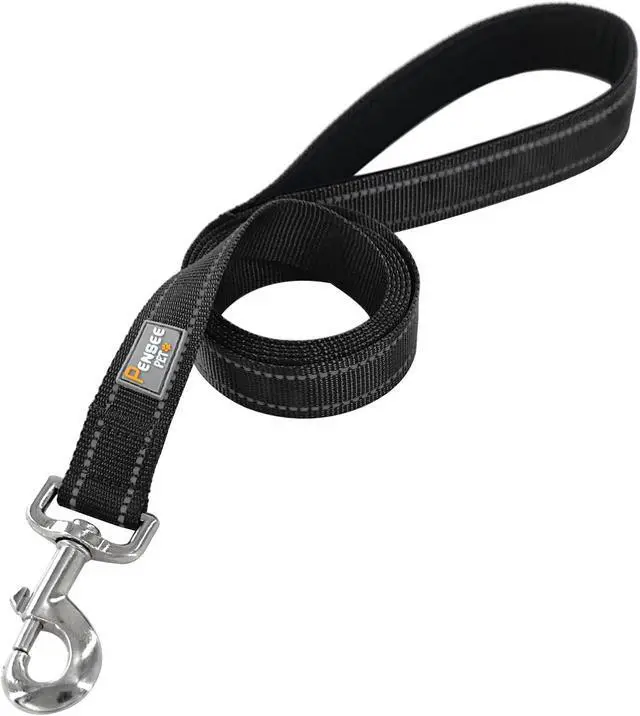 Alt view image 2 of 6 - 6 FT Basic Dog Leash for Medium Dogs,Black | Padded Handle,Metal D-Ring,Heavy Duty Nylon Webbing, for Walking & Training