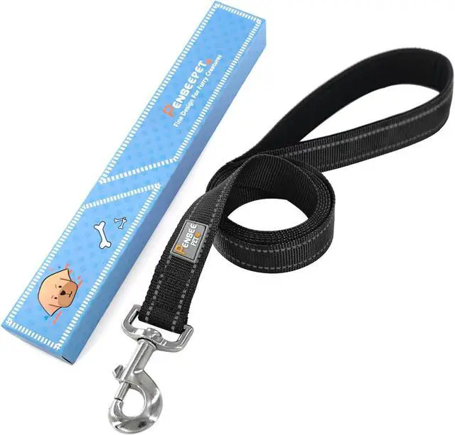 Alt view image 6 of 6 - 6 FT Basic Dog Leash for Medium Dogs,Black | Padded Handle,Metal D-Ring,Heavy Duty Nylon Webbing, for Walking & Training