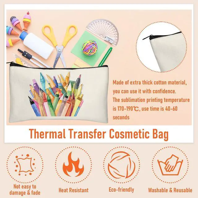 Alt view image 3 of 7 - Legigo Blank Canvas Bags Zipper Pouch Makeup Bags Pencil Pouch Bulk | Multi-Purpose, Sturdy Canvas Pouch with Zipper, Cosmetic Travel Toiletry Bag for DIY Crafts, Gifts & Storage, 8.3 x 5 Inch