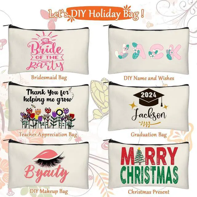 Alt view image 4 of 7 - Legigo Blank Canvas Bags Zipper Pouch Makeup Bags Pencil Pouch Bulk | Multi-Purpose, Sturdy Canvas Pouch with Zipper, Cosmetic Travel Toiletry Bag for DIY Crafts, Gifts & Storage, 8.3 x 5 Inch