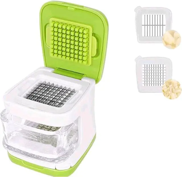 Main image of Garlic Press,Double cutting Crusher, Cutter, Mincer, and Storage Container (Green).