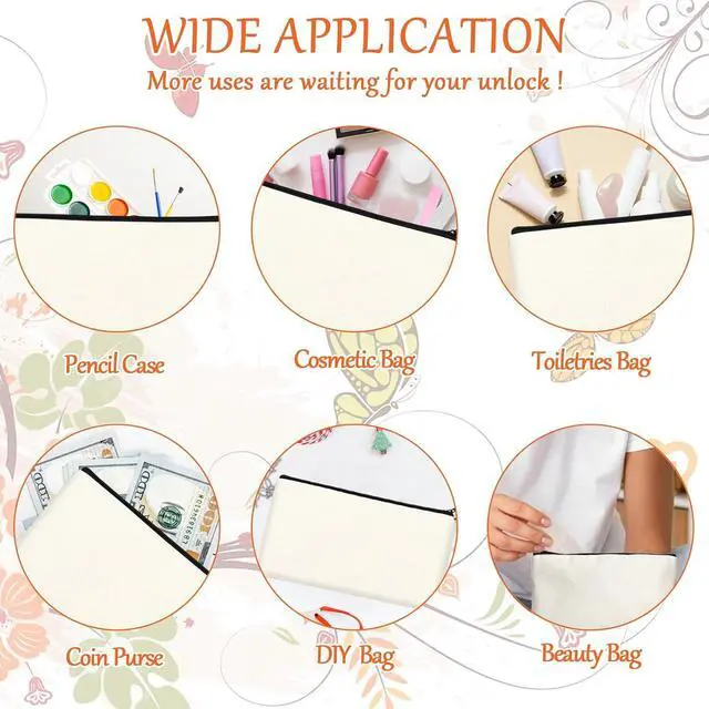 Alt view image 5 of 7 - Legigo Blank Canvas Bags Zipper Pouch Makeup Bags Pencil Pouch Bulk | Multi-Purpose, Sturdy Canvas Pouch with Zipper, Cosmetic Travel Toiletry Bag for DIY Crafts, Gifts & Storage, 8.3 x 5 Inch