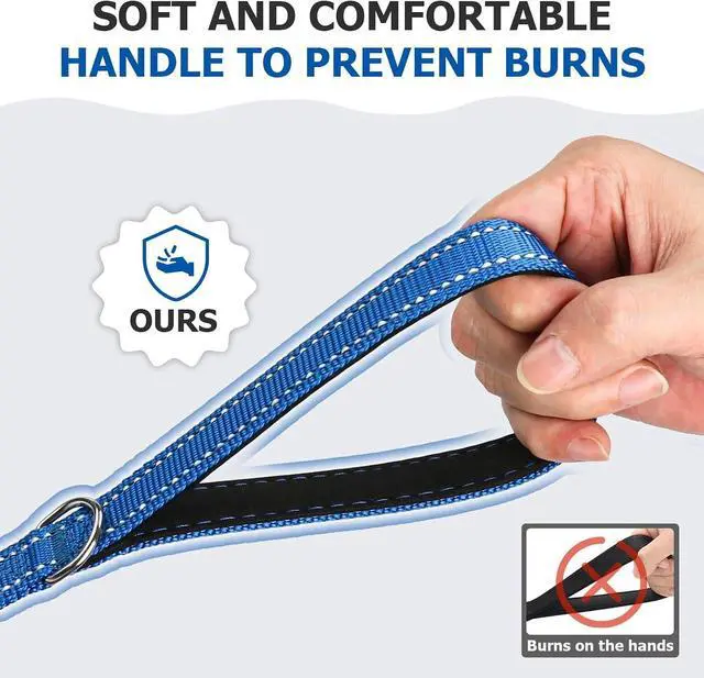 Alt view image 3 of 7 - Reflective Dog Leash10FT/16FT/30FT/50FT/100FT Durable Nylon Training Leash with Heavy-Duty Metal Clasp, High Visibility for Night Walking, Perfect for Small, Large Dogs (Blue, 10FT)