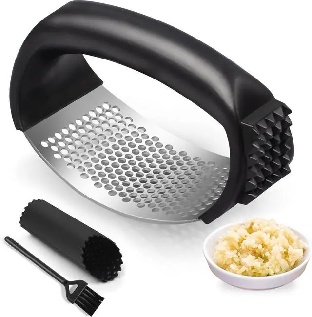 Main image of Pomyter Garlic Press Rocker, Stainless Steel Garlic Mincer and Garlic Crusher, Easy-Squeeze Garlic Tool with Peeler and Cleaning Brush for Smashing Garlic