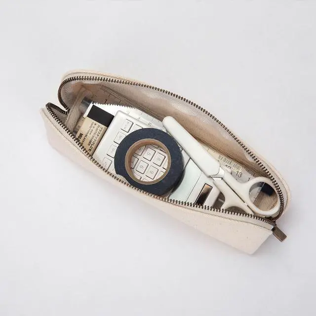 Alt view image 6 of 7 - Pencil Case Small Pencil Pouch Slim (Black, Canvas)