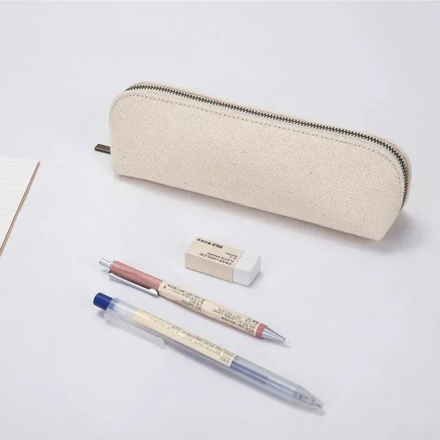 Alt view image 7 of 7 - Pencil Case Small Pencil Pouch Slim (Black, Canvas)