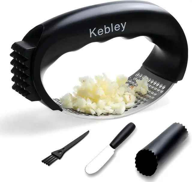 Main image of Garlic Press Rocker Stainless Steel Garlic Crusher, Mincer and Chopper with Peeler and Scraper,brush, Easy Kitchen Gadget for Effortless Smashing