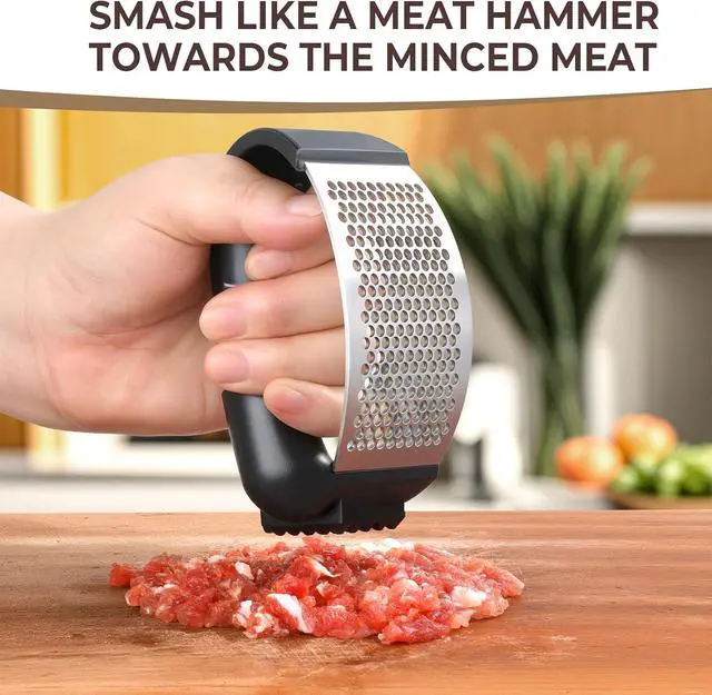 Alt view image 3 of 7 - Garlic Press Rocker Stainless Steel Garlic Crusher, Mincer and Chopper with Peeler and Scraper,brush, Easy Kitchen Gadget for Effortless Smashing