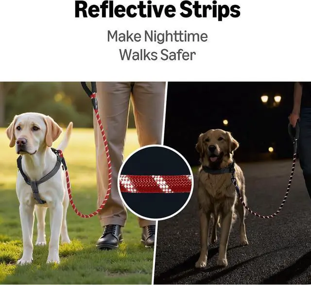 Alt view image 5 of 6 - Amazon Basics Round Dog Leash, Heavy Duty, Durable Rope for Small, Medium, and Large Dogs, Lightweight Design for Walking, Training, and Outdoor Activities, Red, 6 Ft