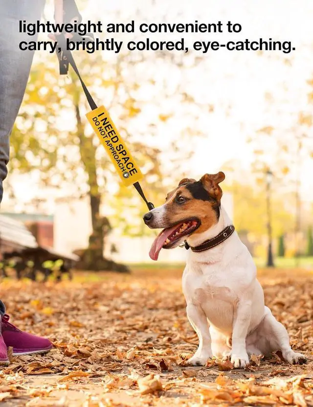 Alt view image 5 of 6 - Yellow Do Not Pet Leash Sleeve, Funny Dog Leash Sleeve Hanging Service Dog ID Patch Tags Birthday Gifts for Pet Owners