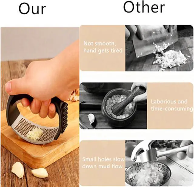 Alt view image 3 of 7 - Bestac Stainless Steel Garlic Press, for Kitchen Use, Easy-Clean & Ergonomic Handle for Easily Crushing, Cooking Gadget (1)