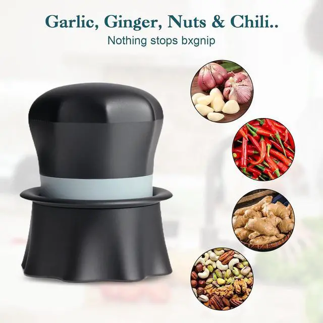 Alt view image 3 of 7 - Garlic Crusher, Garlic Press Also for Ginger, Nuts, Chili, Herbs, Twist Mincer Easy Squeeze Manual Press Peeler with Peeler And Scraper, Easy to Clean