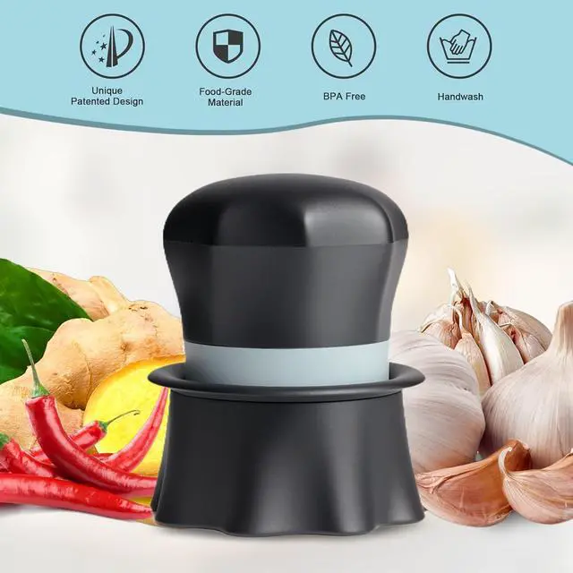 Alt view image 4 of 7 - Garlic Crusher, Garlic Press Also for Ginger, Nuts, Chili, Herbs, Twist Mincer Easy Squeeze Manual Press Peeler with Peeler And Scraper, Easy to Clean