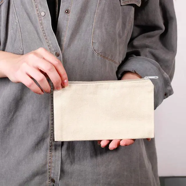 Alt view image 6 of 7 - Gejoy 10 Pack Blank Canvas Cosmetic Bags Zipper Pouch DIY,S,Beige | Cotton Canvas Pouch, Blank Surface for DIY Crafts, Makeup Storage Bags for Travel, Toiletry, Gifts and Custom Projects