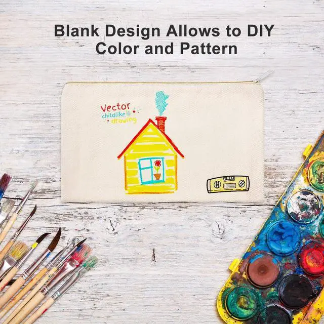 Alt view image 7 of 7 - Gejoy 10 Pack Blank Canvas Cosmetic Bags Zipper Pouch DIY,S,Beige | Cotton Canvas Pouch, Blank Surface for DIY Crafts, Makeup Storage Bags for Travel, Toiletry, Gifts and Custom Projects