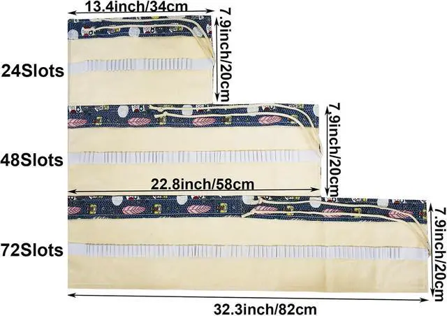 Alt view image 2 of 7 - Maydahui 24 Slots Owl Colored Pencil Roll Wraps Canvas Pencils Roll Holder | Pencil Pouch Bag Aesthetic Case Organizer Bag for Art Lovers Artist Drawing