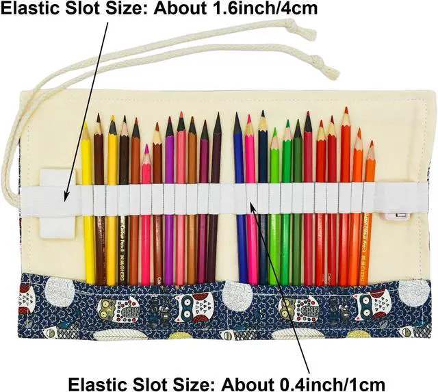 Alt view image 3 of 7 - Maydahui 24 Slots Owl Colored Pencil Roll Wraps Canvas Pencils Roll Holder | Pencil Pouch Bag Aesthetic Case Organizer Bag for Art Lovers Artist Drawing